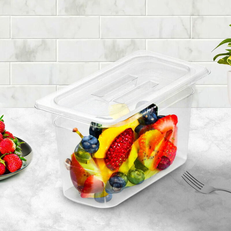 2-SOGA 200mm Clear Gastronorm GN Pan 1/3 Food Tray Storage with Lid