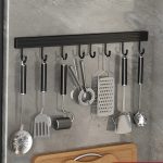 2-SOGA 41cm Wall Mounted Kitchen Utensil Storage Rack Space-Saving Spatula Organiser with Durable Hooks