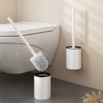 3-SOGA 2X 27cm Wall-Mounted Toilet Brush with Holder Bathroom Cleaning Scrub White