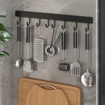 3-SOGA 41cm Wall Mounted Kitchen Utensil Storage Rack Space-Saving Spatula Organiser with Durable Hooks