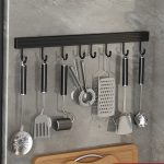3-SOGA 2X 41cm Wall Mounted Kitchen Utensil Storage Rack Space-Saving Spatula Organiser with Durable Hooks