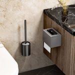 4-SOGA 2X 27cm Wall-Mounted Toilet Brush with Holder Bathroom Cleaning Scrub Black