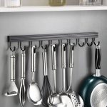 4-SOGA 41cm Wall Mounted Kitchen Utensil Storage Rack Space-Saving Spatula Organiser with Durable Hooks