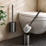 5-SOGA 2X 27cm Wall-Mounted Toilet Brush with Holder Bathroom Cleaning Scrub Black