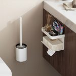 5-SOGA 2X 27cm Wall-Mounted Toilet Brush with Holder Bathroom Cleaning Scrub White