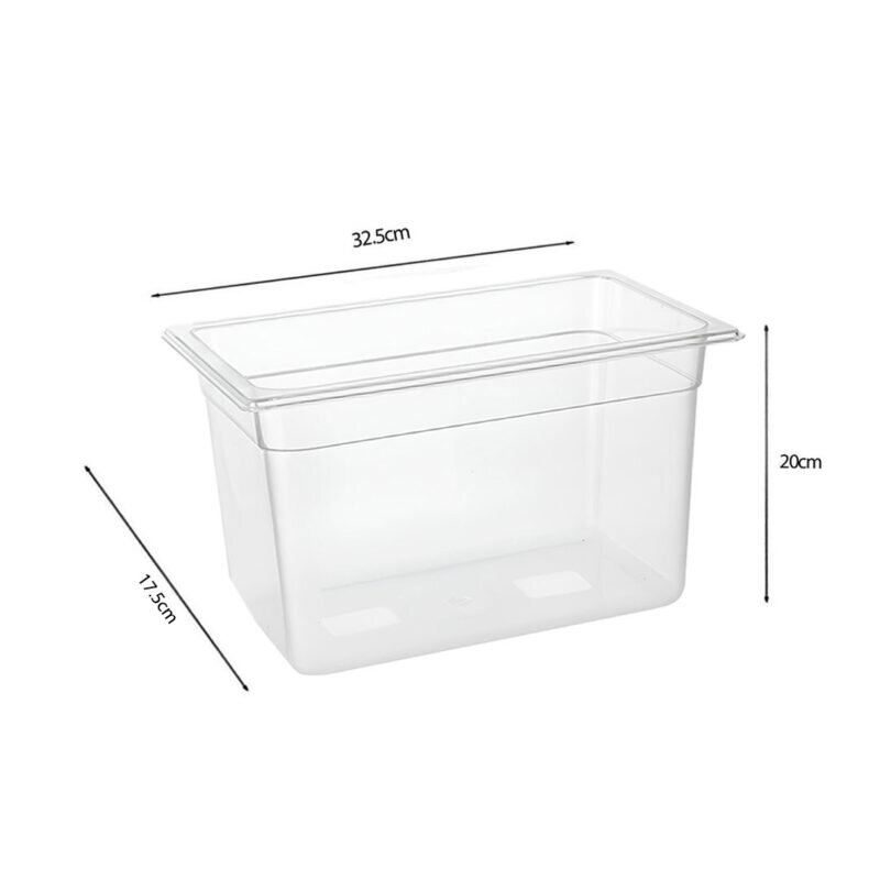 5-SOGA 200mm Clear Gastronorm GN Pan 1/3 Food Tray Storage with Lid