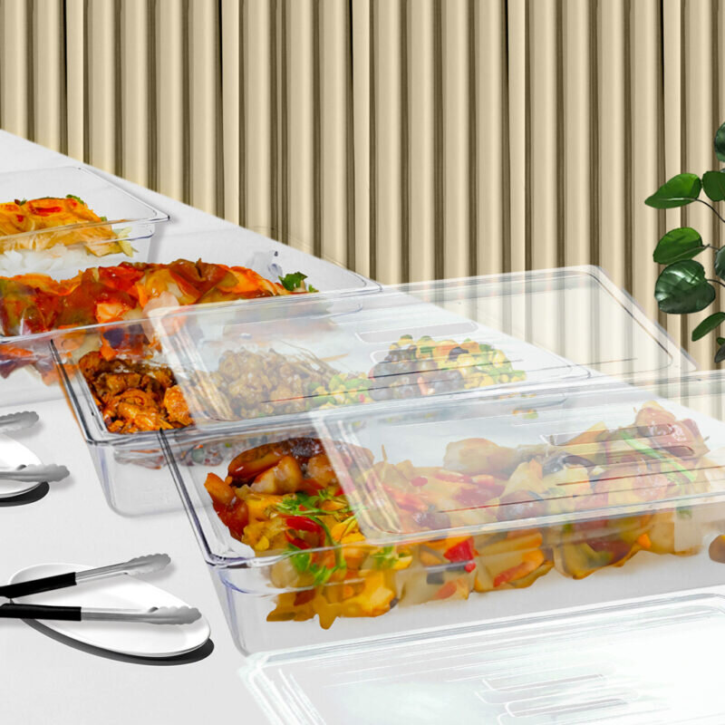 7-SOGA 200mm Clear Gastronorm GN Pan 1/3 Food Tray Storage with Lid