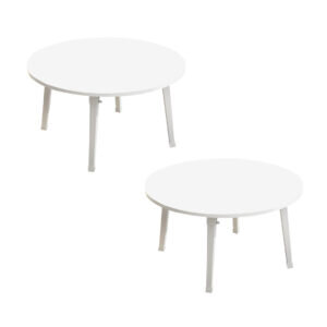 SOGA 2X White Portable Floor Table Small Round Space-Saving Mini Desk Home Decor