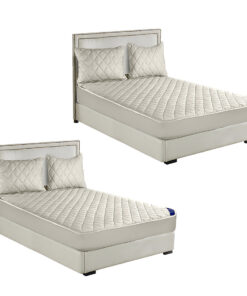 SOGA 2X White 153cm Wide Cross-Hatch Mattress Cover Thick Quilted Stretchable Bed Spread Sheet Protector with Pillow Covers