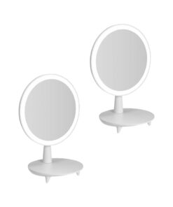 SOGA 2X Round White Rechargeable LED Light Makeup Mirror Tabletop Vanity Home Decor