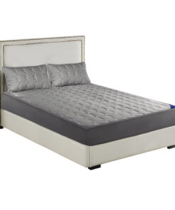 SOGA Grey 153cm Wide Mattress Cover Thick Quilted Stretchable Bed Spread Sheet Protector with Pillow Covers