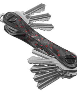 KeySmart Orginal - Compact Key Holder and Keychain Organiser (Up to 8 Keys) - Red Forged Carbon