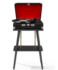Crosley Cruiser Bluetooth Portable Turntable - Black + Crosley Entertainment Stand Bundle