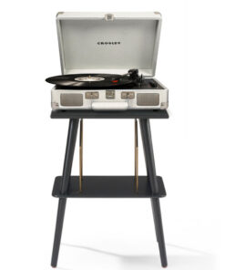 Crosley Cruiser Bluetooth Portable Turntable - White Sands + Crosley Entertainment Stand Bundle