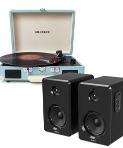 Crosley Cruiser Bluetooth Portable Turntable - Turquoise + Bundled Majority D40 Bluetooth Speakers