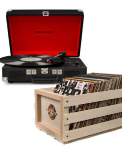 Crosley Cruiser Bluetooth Portable Turntable - Black + Bundled Crosley Record Storage Crate