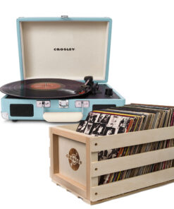 Crosley Cruiser Bluetooth Portable Turntable - Turquoise + Bundled Crosley Record Storage Crate