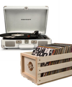 Crosley Cruiser Bluetooth Portable Turntable - White Sands + Bundled Crosley Record Storage Crate