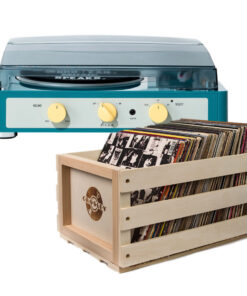 Gadhouse Brad MKII Record Player - Green + Bundled Record Storage Crate