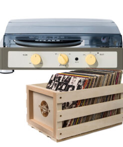 Gadhouse Brad MKII Record Player - Grey + Bundled Record Storage Crate