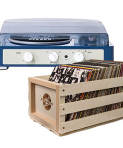 Gadhouse Brad MKII Record Player - Navy + Bundled Record Storage Crate