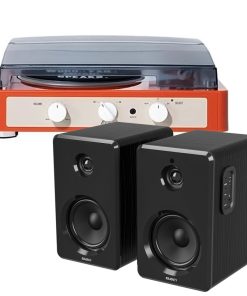 Gadhouse Brad MKII Record Player - Tangerine + Bundled Majority D40 Bluetooth Speakers