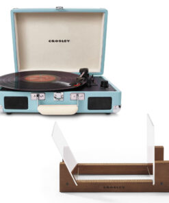 Crosley Cruiser Bluetooth Portable Turntable - Turquoise + Bundled Crosley Record Storage Display Stand