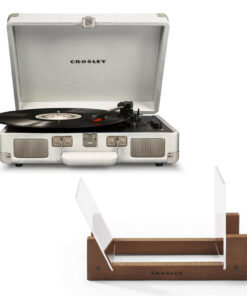 Crosley Cruiser Bluetooth Portable Turntable - White Sands + Bundled Crosley Record Storage Display Stand
