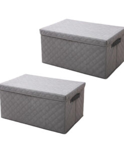 SOGA 2X Small Grey Non-Woven Diamond Quilt Grid Fabric Storage/Organizer Box