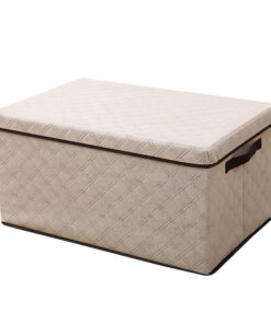 SOGA Medium Beige Non-Woven Diamond Quilt Grid Fabric Storage/Organizer Box