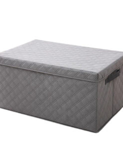 SOGA Medium Grey Non-Woven Diamond Quilt Grid Fabric Storage/Organizer