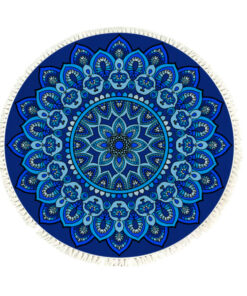 SOGA 90cm Blue Mandala Round Carpet for Living Room Bedroom Anti-slip Doormat, Home Decor