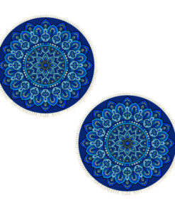 SOGA 2X 90cm Blue Mandala Round Carpet for Living Room Bedroom Anti-slip Doormat, Home Decor