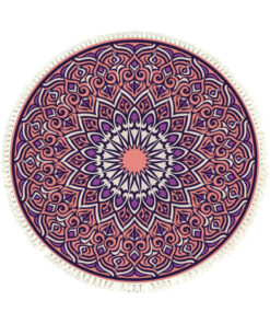 SOGA 90cm Purple Mandala Round Carpet for Living Room Bedroom Anti-slip Doormat, Home Decor
