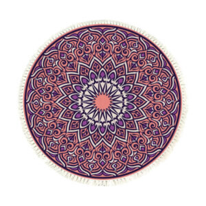 SOGA 90cm Purple Mandala Round Carpet for Living Room Bedroom Anti-slip Doormat, Home Decor