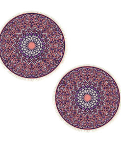 SOGA 2X 90cm Purple Mandala Round Carpet for Living Room Bedroom Anti-slip Doormat, Home Decor