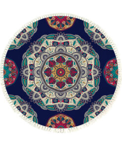SOGA 90cm Round Rug Bohemian Circle Area Rug with Bohemian Geometric Pattern, Anti-slip Doormat, Home Decor