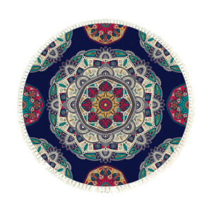 SOGA 90cm Round Rug Bohemian Circle Area Rug with Bohemian Geometric Pattern, Anti-slip Doormat, Home Decor