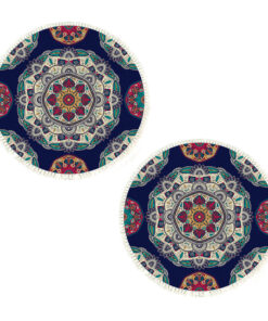 SOGA 2X 90cm Round Rug Bohemian Circle Area Rug with Bohemian Geometric Pattern, Anti-slip Doormat, Home Decor