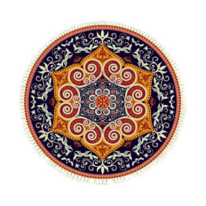 SOGA 90cm Round Mandala Ethnic Style Round Carpet, Anti-slip Doormat, Home Decor
