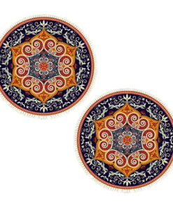 SOGA 2X 90cm Round Mandala Ethnic Style Round Carpet, Anti-slip Doormat, Home Decor