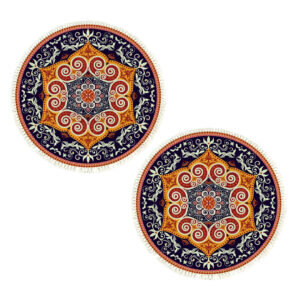 SOGA 2X 90cm Round Mandala Ethnic Style Round Carpet, Anti-slip Doormat, Home Decor