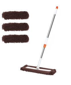 SOGA 80x12 Coffee Microfiber Flat Mop Floor Cleaning Pads Rotating Dust Remover
