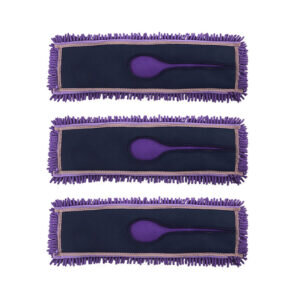 SOGA 3X 90x22 Purple Microfiber Flat Mop Floor Cleaning Pads Rotating Dust Remover