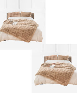 SOGA 2X 200cm Light Camel Fur Fuzzy Super Soft and Cozy Fluffy Throw Blanket