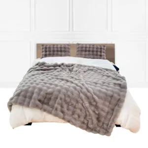 SOGA 200cm Grey Fur Fuzzy Super Soft and Cozy Fluffy Throw Blanket