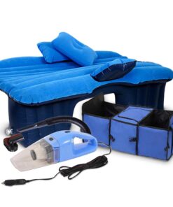 SOGA Portable Camping Car Set Inflatable Air Bed Mattress Storage Organizer Handheld Vacuum Blue