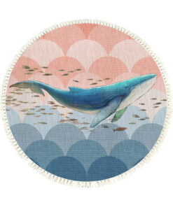 SOGA 120cm Round Tassels Shark Print Area Rugs, Home Decor