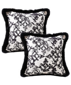 SOGA 2X 45cm Vintage Black Herringbone Pillowcase Set & Square Throw Pillow