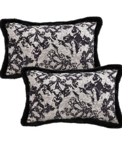 SOGA 2X 35cm Vintage Black Pillowcase Set Black Herringbone Pattern Lumbar Throw Pillow